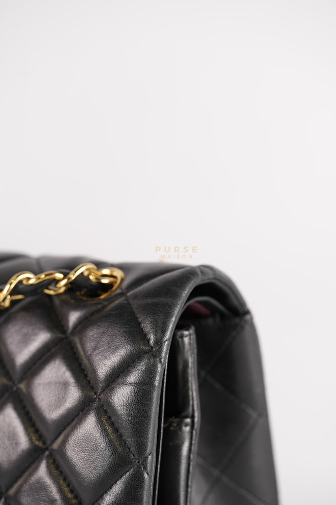 Classic Double Flap Maxi in Black Lambskin Leather and Gold Hardware Series 14 | Purse Maison Luxury Bags Shop