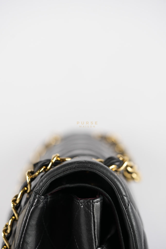 Classic Double Flap Maxi in Black Lambskin Leather and Gold Hardware Series 14 | Purse Maison Luxury Bags Shop