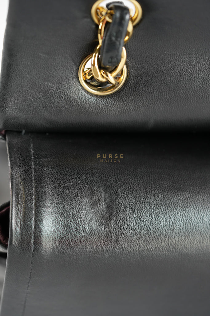 Classic Double Flap Maxi in Black Lambskin Leather and Gold Hardware Series 14 | Purse Maison Luxury Bags Shop