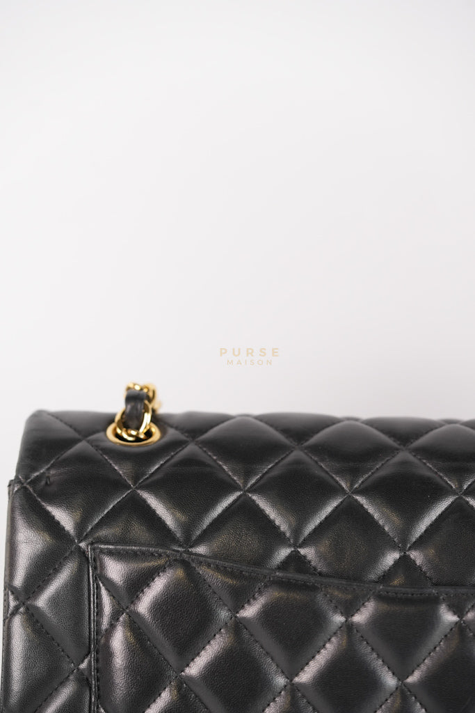 Classic Double Flap Maxi in Black Lambskin Leather and Gold Hardware Series 14 | Purse Maison Luxury Bags Shop