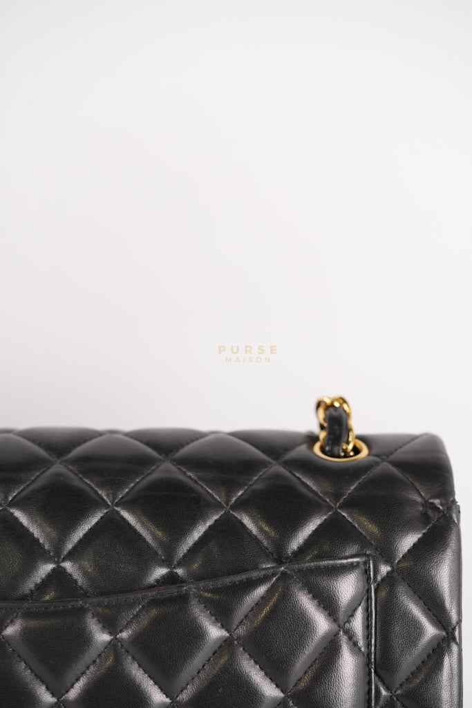 Classic Double Flap Maxi in Black Lambskin Leather and Gold Hardware Series 14 | Purse Maison Luxury Bags Shop