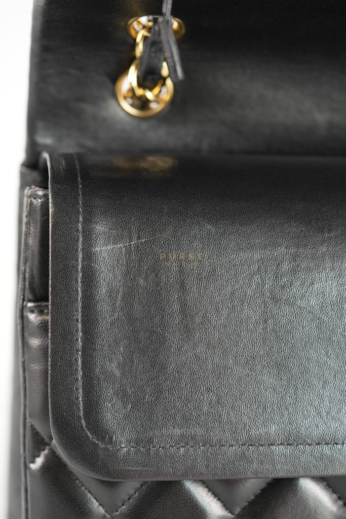 Classic Double Flap Maxi in Black Lambskin Leather and Gold Hardware Series 14 | Purse Maison Luxury Bags Shop