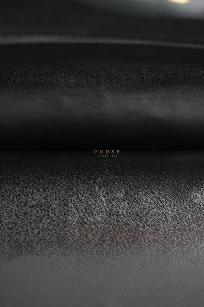 Classic Double Flap Maxi in Black Lambskin Leather and Gold Hardware Series 14 | Purse Maison Luxury Bags Shop