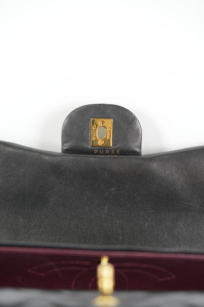 Classic Double Flap Maxi in Black Lambskin Leather and Gold Hardware Series 14 | Purse Maison Luxury Bags Shop