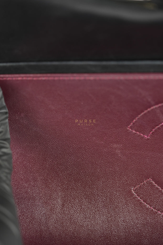 Classic Double Flap Maxi in Black Lambskin Leather and Gold Hardware Series 14 | Purse Maison Luxury Bags Shop