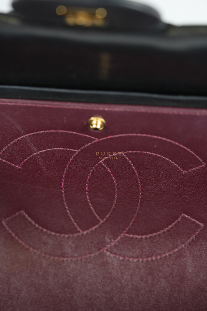 Classic Double Flap Maxi in Black Lambskin Leather and Gold Hardware Series 14 | Purse Maison Luxury Bags Shop