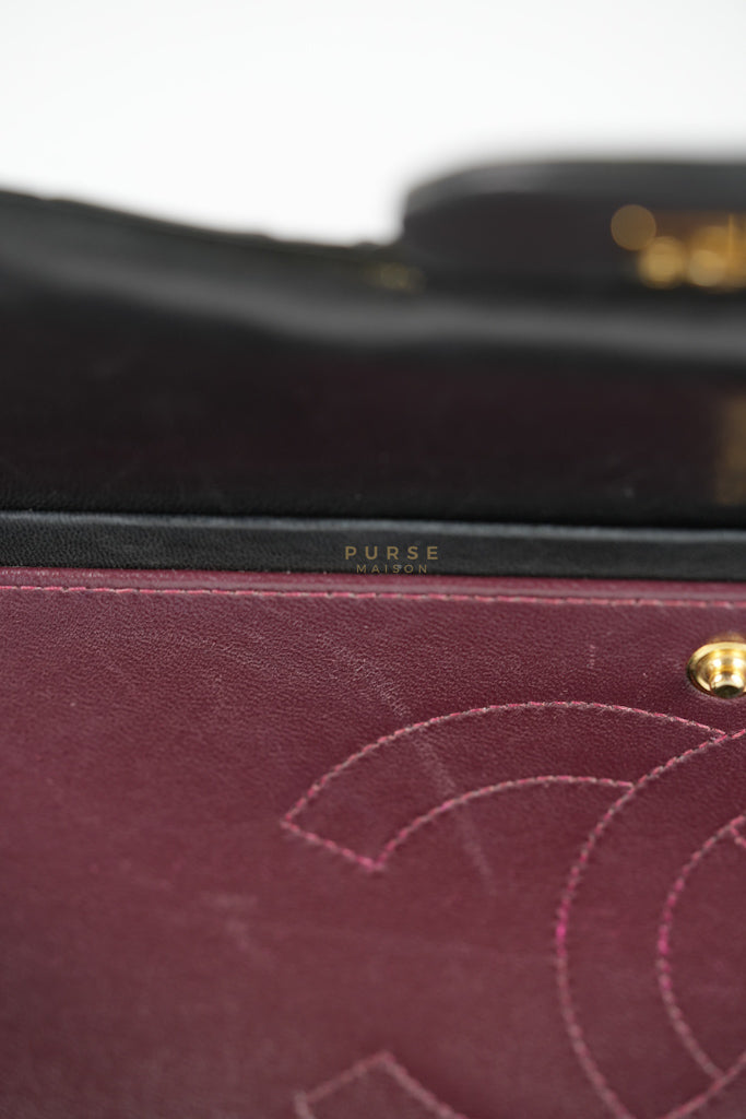 Classic Double Flap Maxi in Black Lambskin Leather and Gold Hardware Series 14 | Purse Maison Luxury Bags Shop