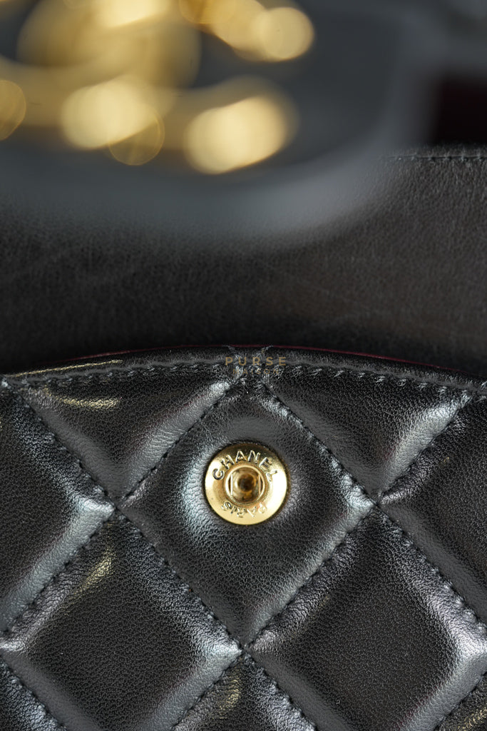 Classic Double Flap Maxi in Black Lambskin Leather and Gold Hardware Series 14 | Purse Maison Luxury Bags Shop