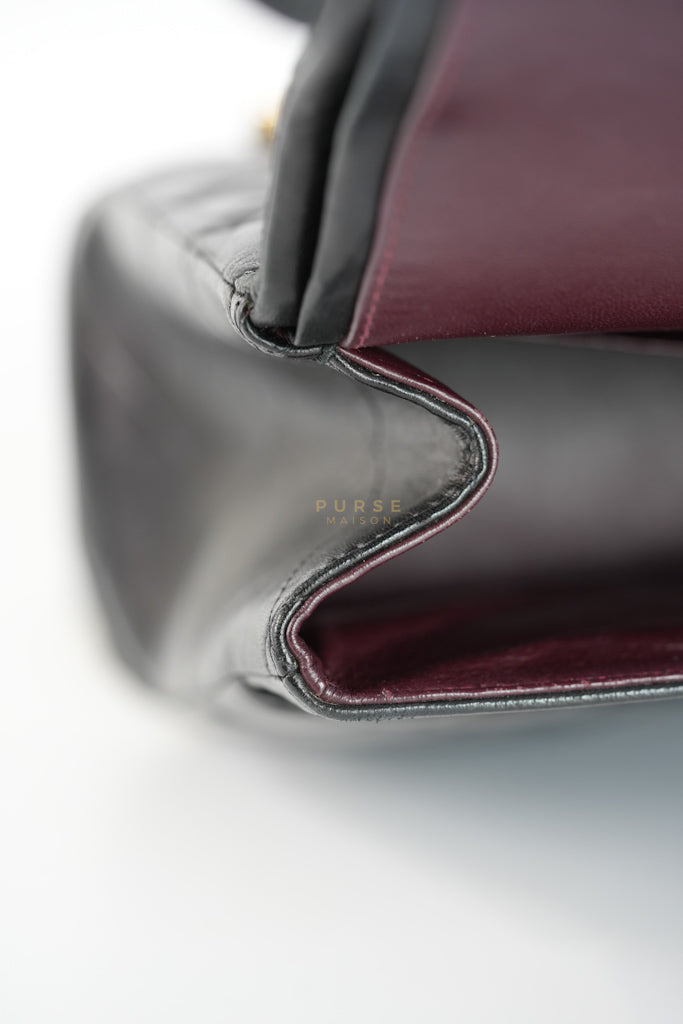 Classic Double Flap Maxi in Black Lambskin Leather and Gold Hardware Series 14 | Purse Maison Luxury Bags Shop
