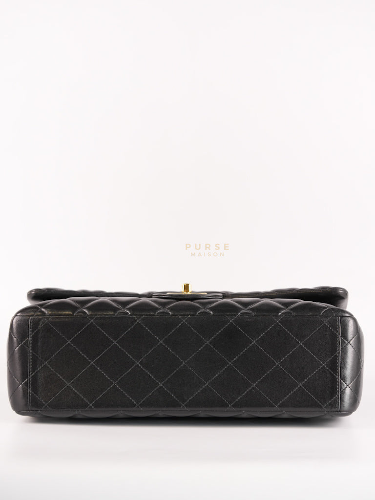 Classic Double Flap Maxi in Black Lambskin Leather and Gold Hardware Series 14 | Purse Maison Luxury Bags Shop