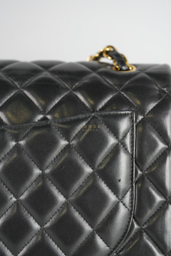 Classic Double Flap Maxi in Black Lambskin Leather and Gold Hardware Series 14 | Purse Maison Luxury Bags Shop