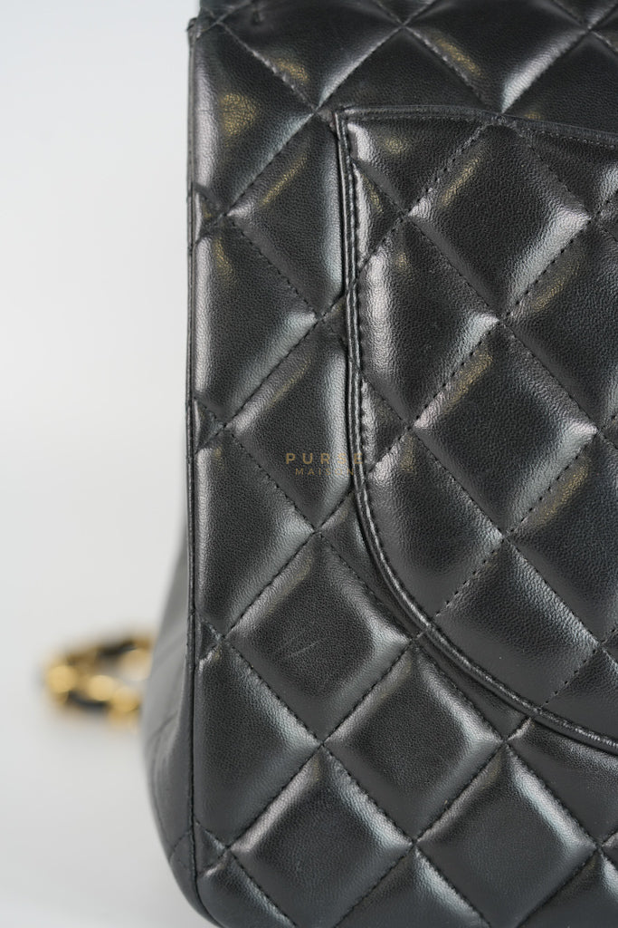 Classic Double Flap Maxi in Black Lambskin Leather and Gold Hardware Series 14 | Purse Maison Luxury Bags Shop