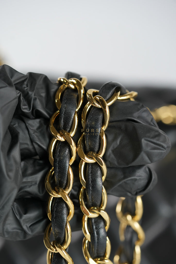 Classic Double Flap Maxi in Black Lambskin Leather and Gold Hardware Series 14 | Purse Maison Luxury Bags Shop