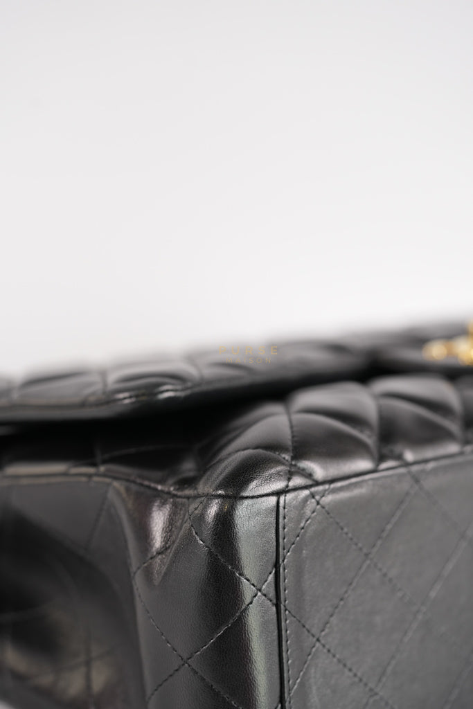 Classic Double Flap Maxi in Black Lambskin Leather and Gold Hardware Series 14 | Purse Maison Luxury Bags Shop