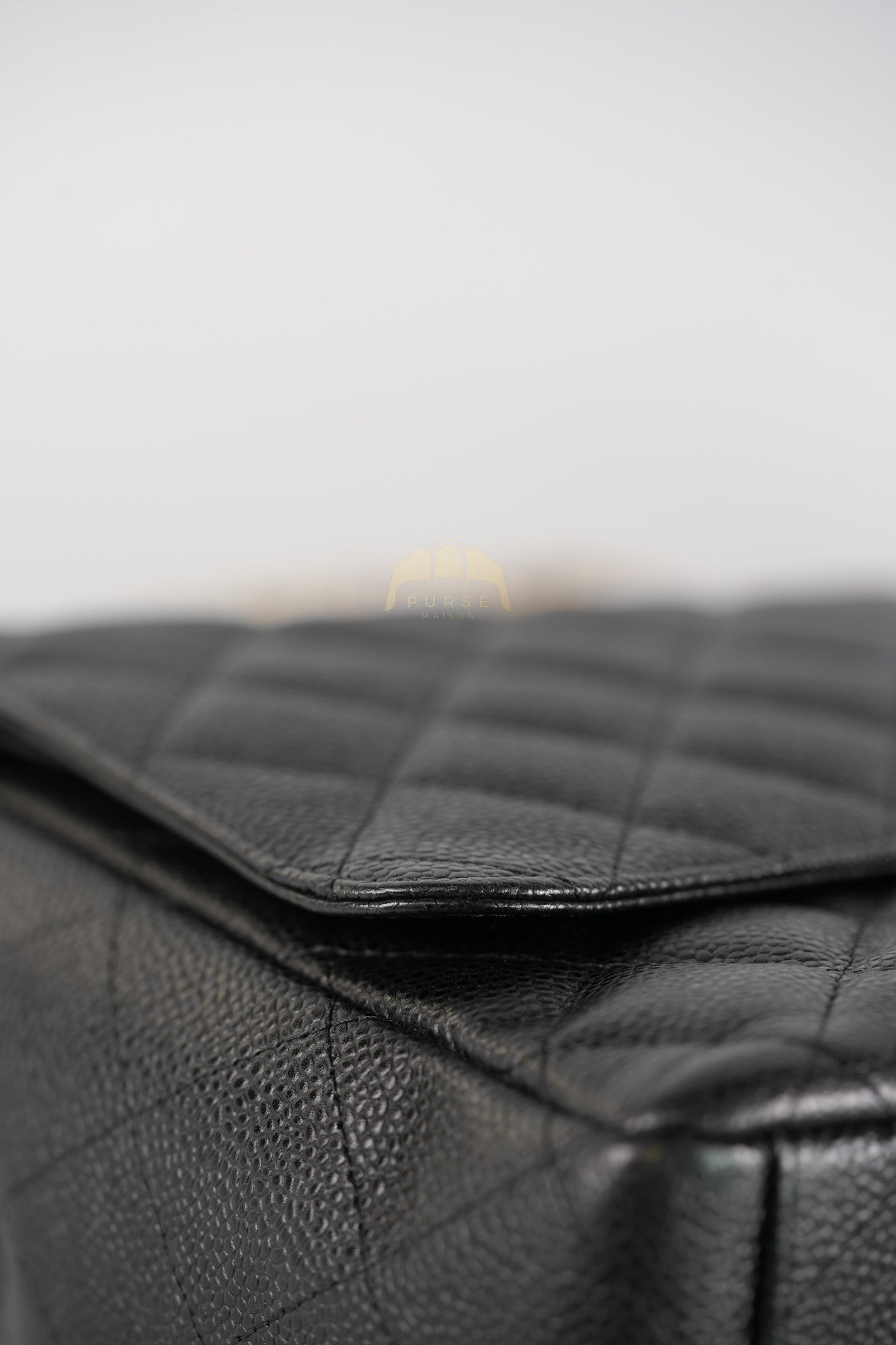 Classic Double Flap Maxi in Black Quilted Caviar Leather & Gold Hardware Series 15 | Purse Maison Luxury Bags Shop