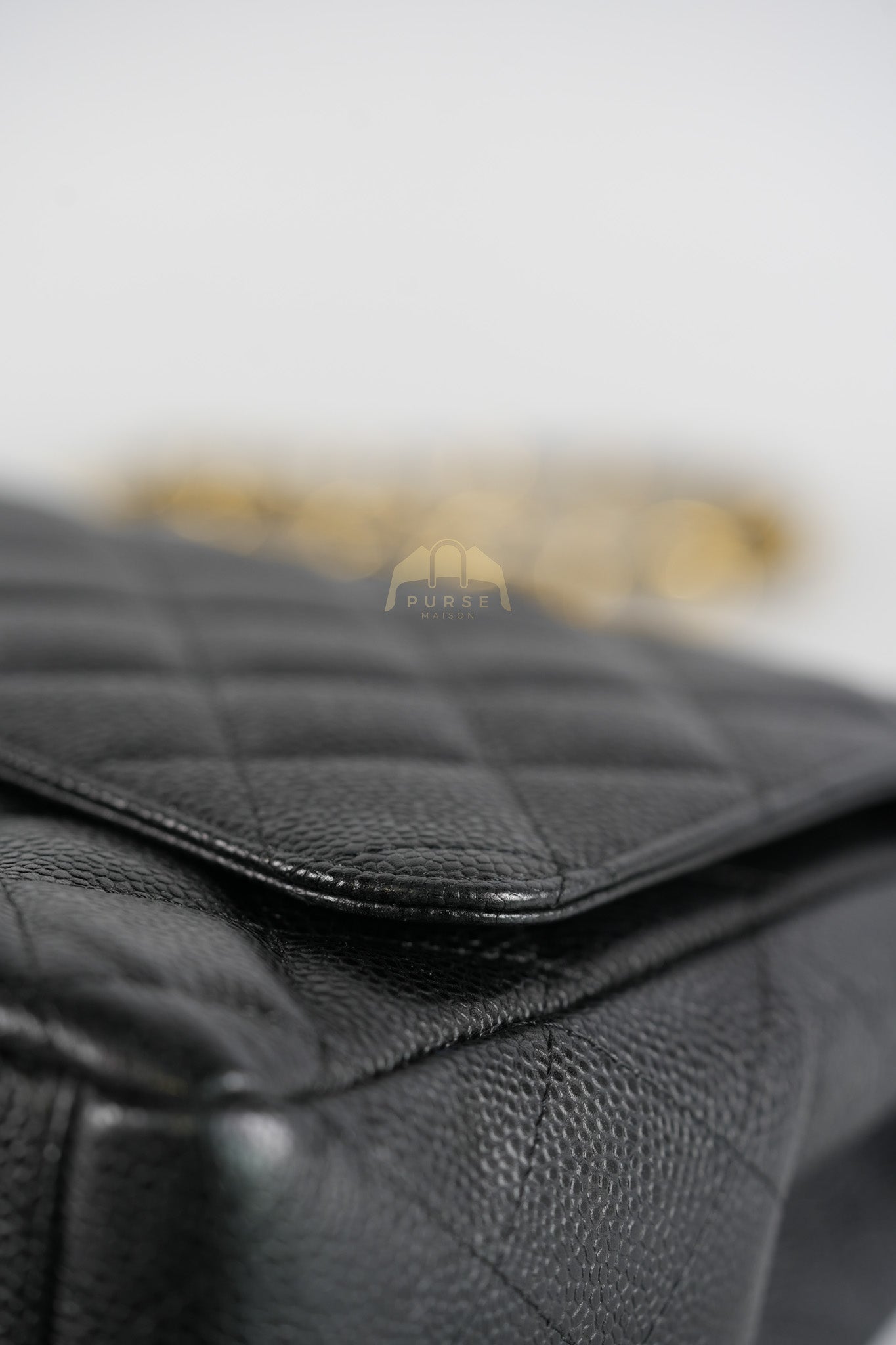 Classic Double Flap Maxi in Black Quilted Caviar Leather & Gold Hardware Series 15 | Purse Maison Luxury Bags Shop