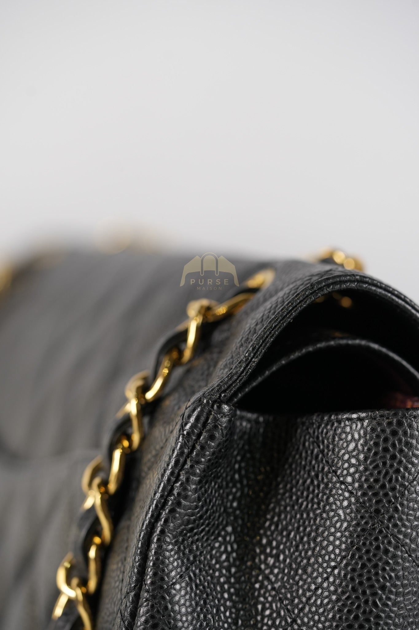 Classic Double Flap Maxi in Black Quilted Caviar Leather & Gold Hardware Series 15 | Purse Maison Luxury Bags Shop