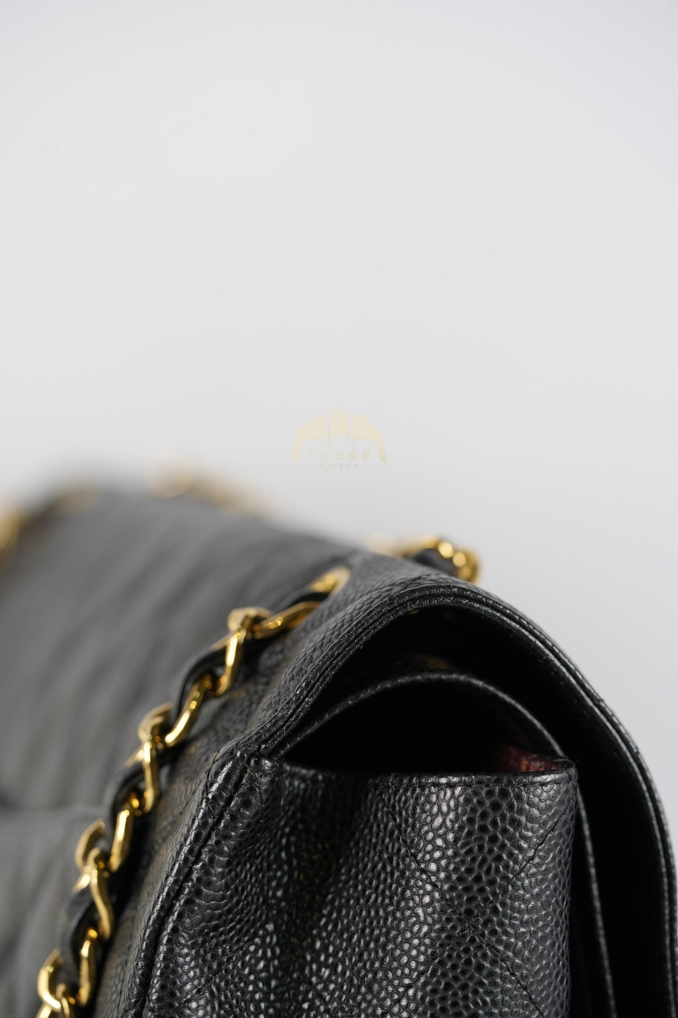 Classic Double Flap Maxi in Black Quilted Caviar Leather & Gold Hardware Series 15 | Purse Maison Luxury Bags Shop