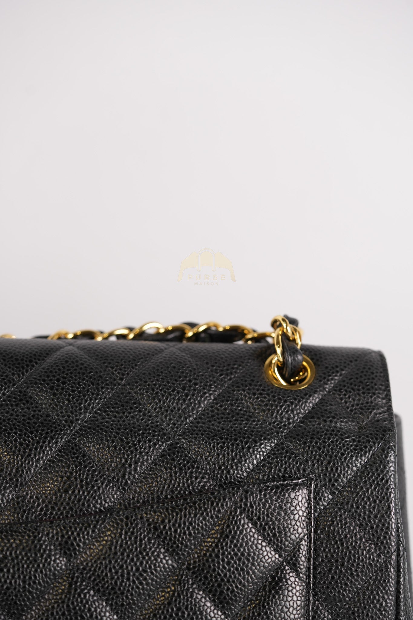 Classic Double Flap Maxi in Black Quilted Caviar Leather & Gold Hardware Series 15 | Purse Maison Luxury Bags Shop