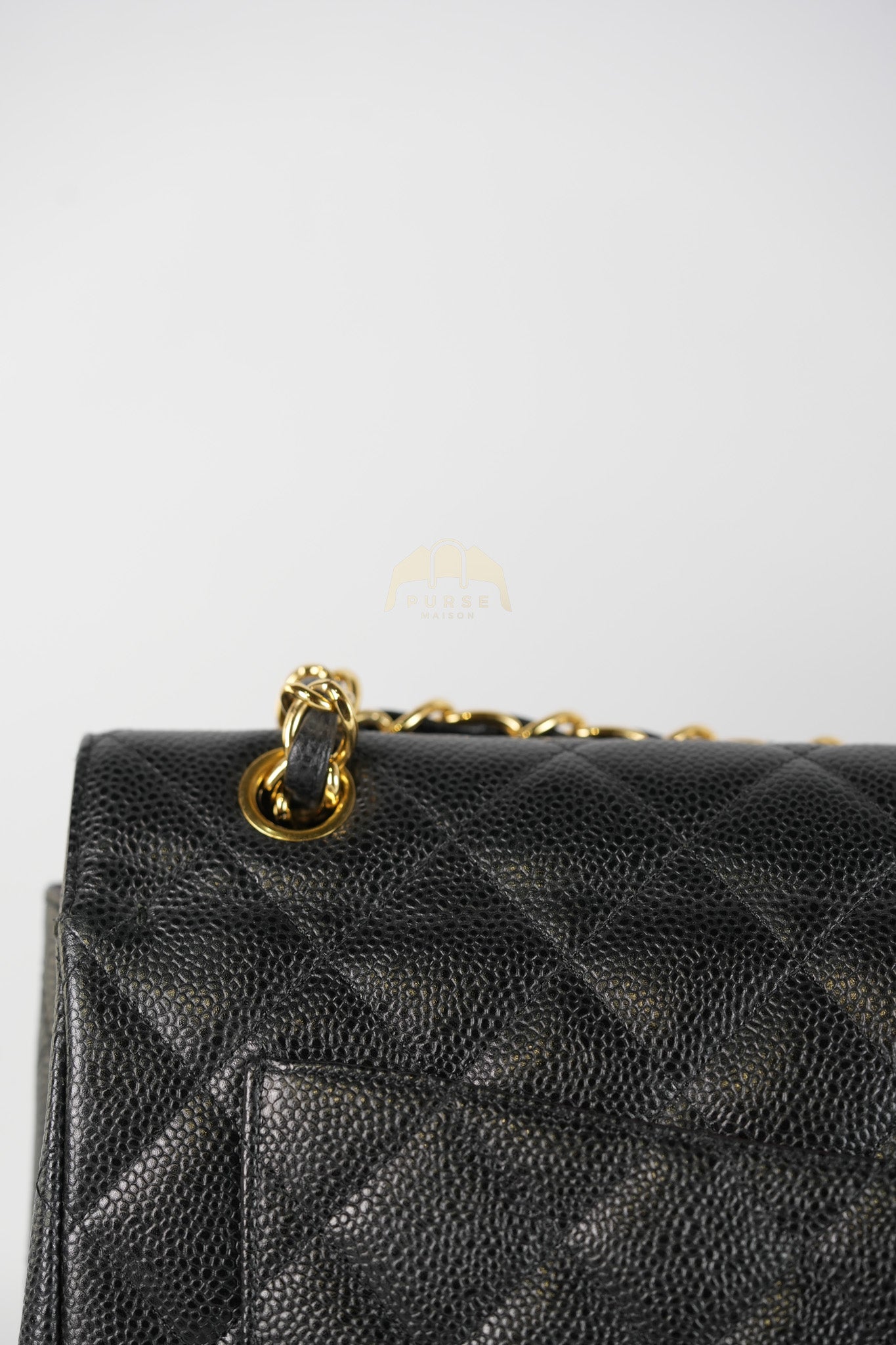 Classic Double Flap Maxi in Black Quilted Caviar Leather & Gold Hardware Series 15 | Purse Maison Luxury Bags Shop