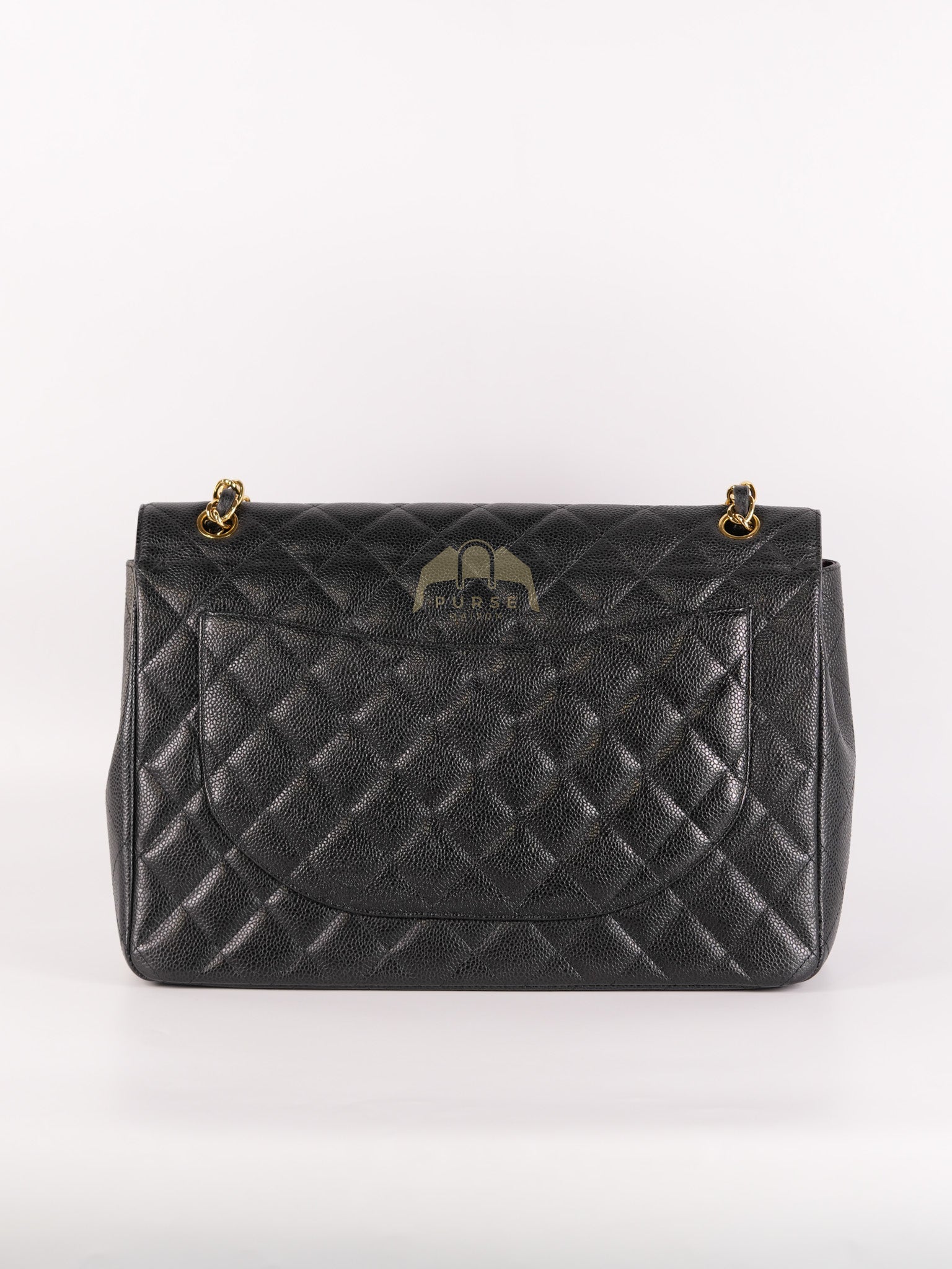 Classic Double Flap Maxi in Black Quilted Caviar Leather & Gold Hardware Series 15 | Purse Maison Luxury Bags Shop