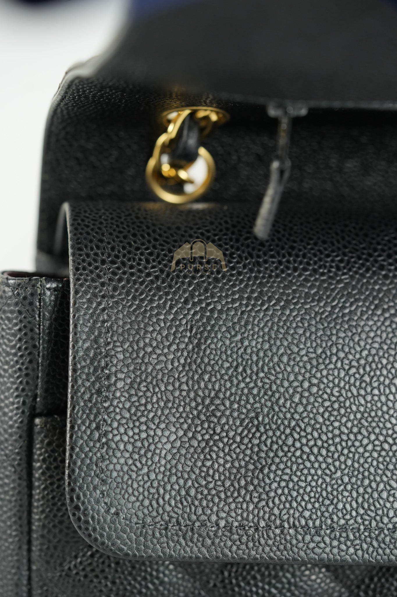 Classic Double Flap Maxi in Black Quilted Caviar Leather & Gold Hardware Series 15 | Purse Maison Luxury Bags Shop