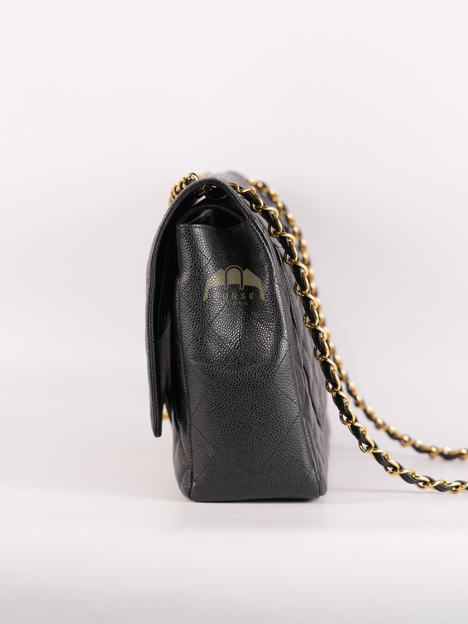 Classic Double Flap Maxi in Black Quilted Caviar Leather & Gold Hardware Series 15 | Purse Maison Luxury Bags Shop