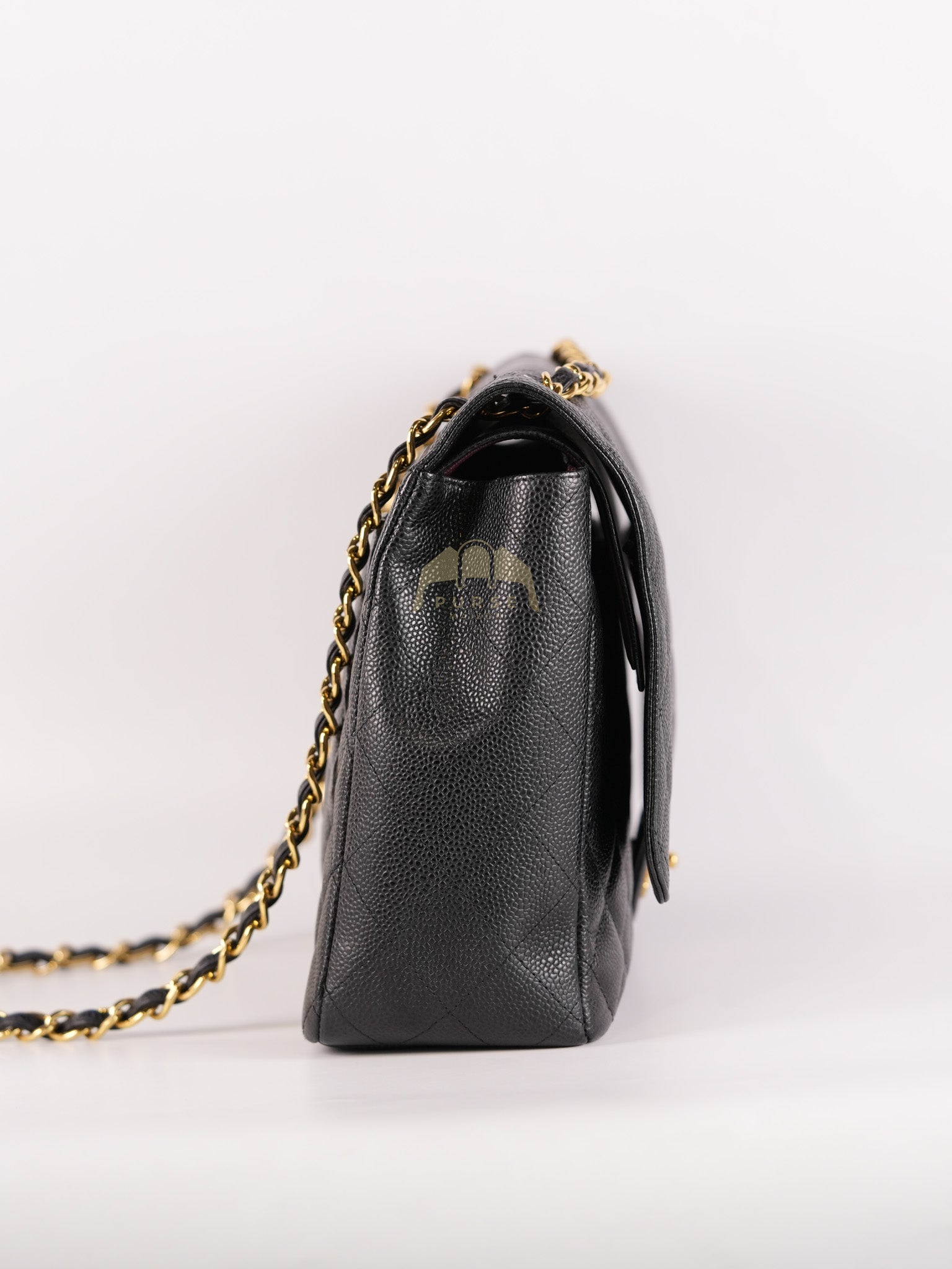 Classic Double Flap Maxi in Black Quilted Caviar Leather & Gold Hardware Series 15 | Purse Maison Luxury Bags Shop