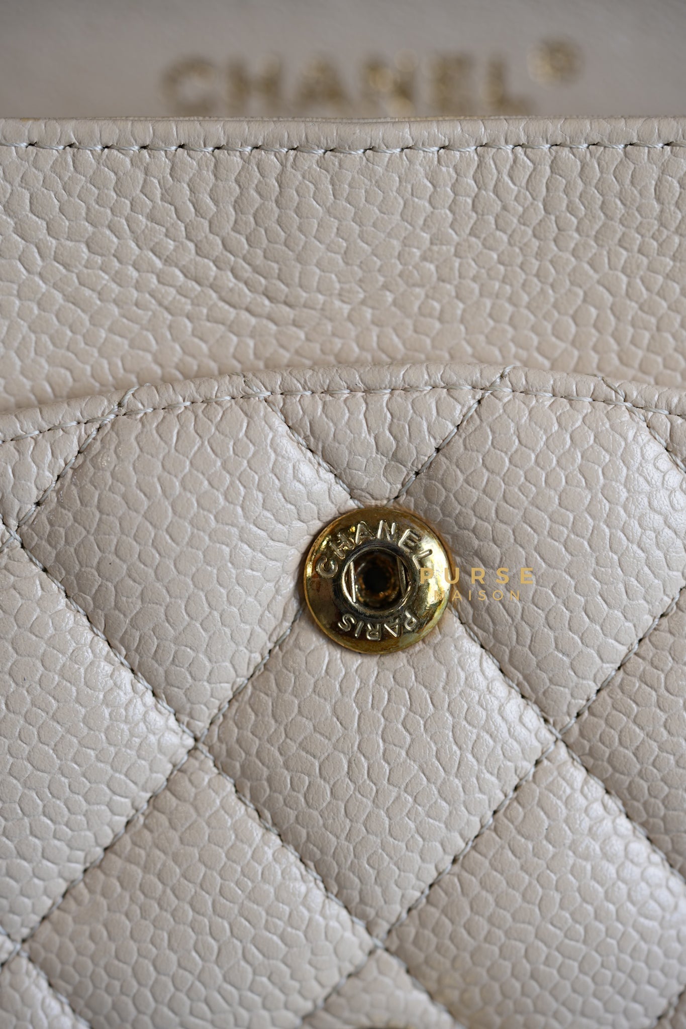 Classic Double Flap Medium Bag in Beige Clair Caviar Leather & Gold Hardware Series 13 | Purse Maison Luxury Bags Shop