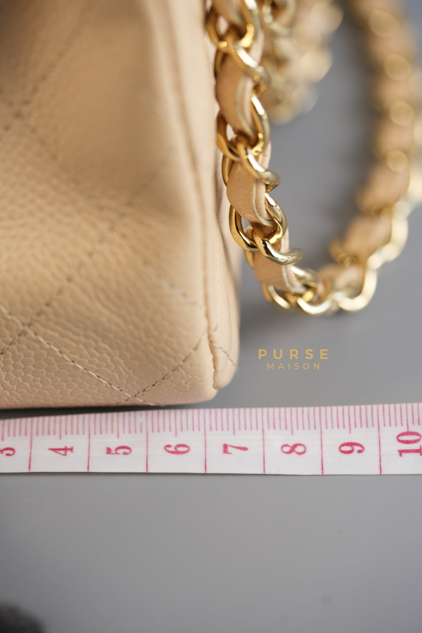 Classic Double Flap Medium Bag in Beige Clair Caviar Leather & Gold Hardware Series 13 | Purse Maison Luxury Bags Shop