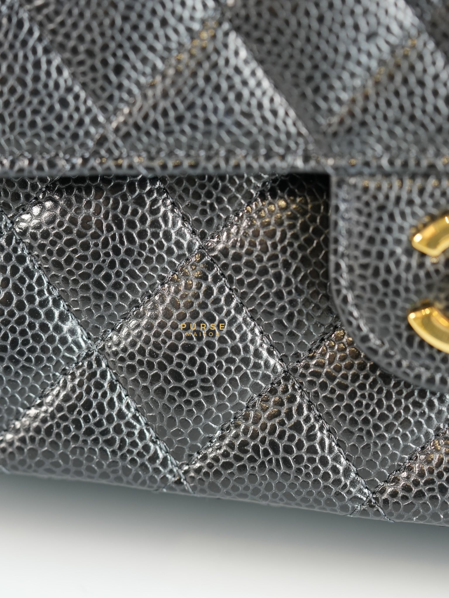 Classic Double Flap Medium Bag in Black Caviar Leather & Gold Hardware (Microchip) | Purse Maison Luxury Bags Shop