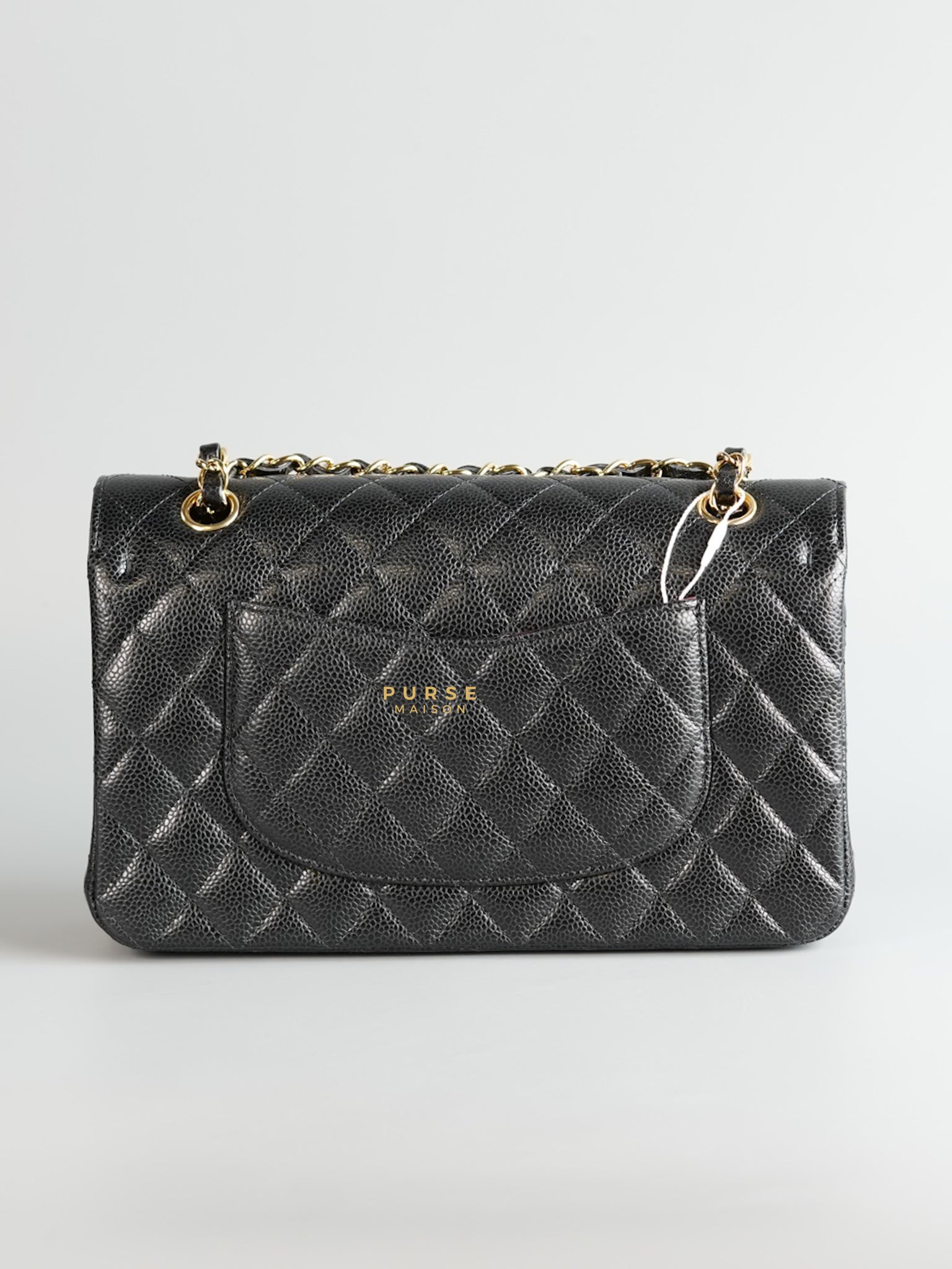 Classic Double Flap Medium Bag in Black Caviar Leather & Gold Hardware (Microchip) | Purse Maison Luxury Bags Shop