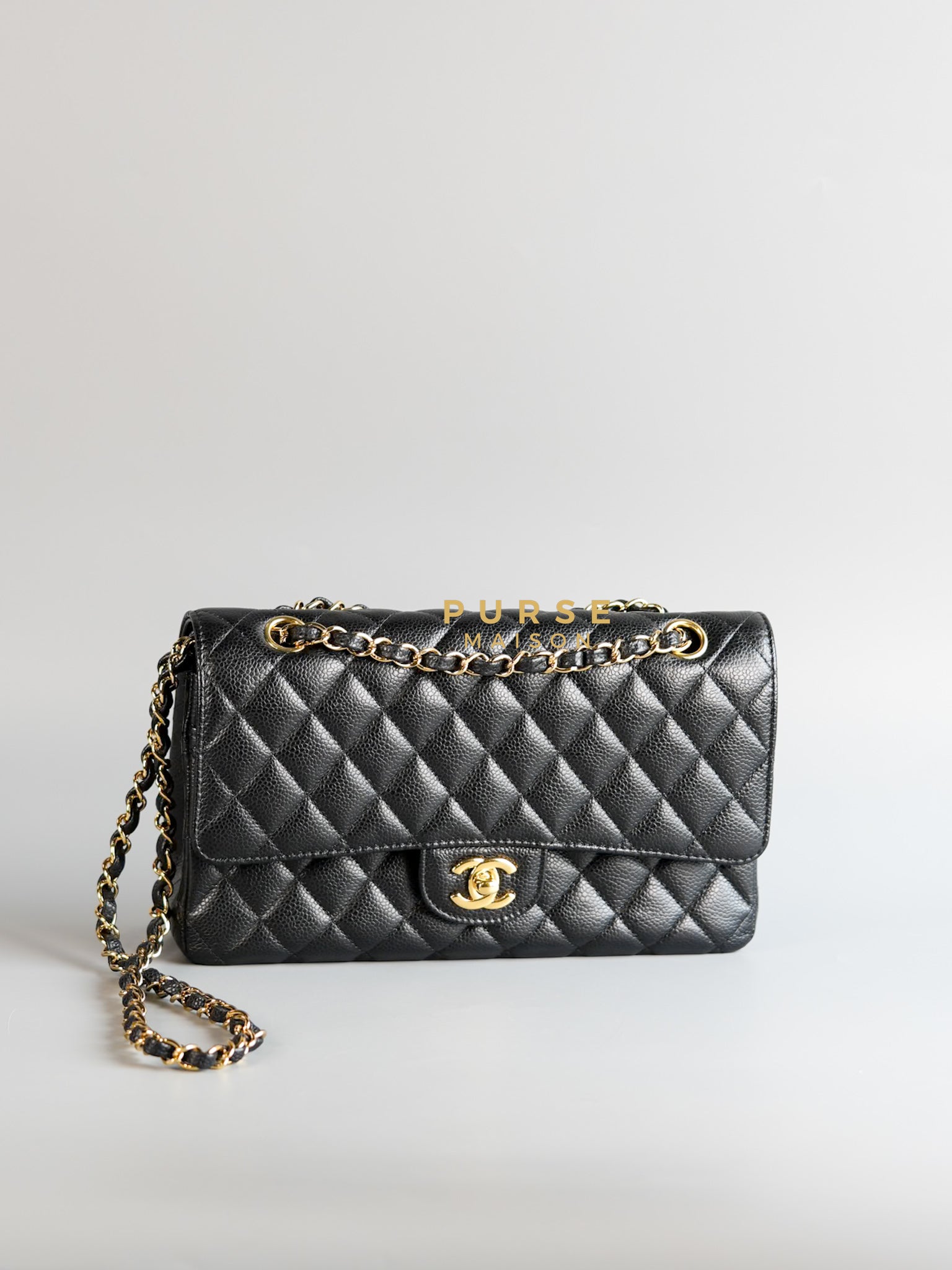 Classic Double Flap Medium Bag in Black Caviar Leather & Gold Hardware Series 21 | Purse Maison Luxury Bags Shop