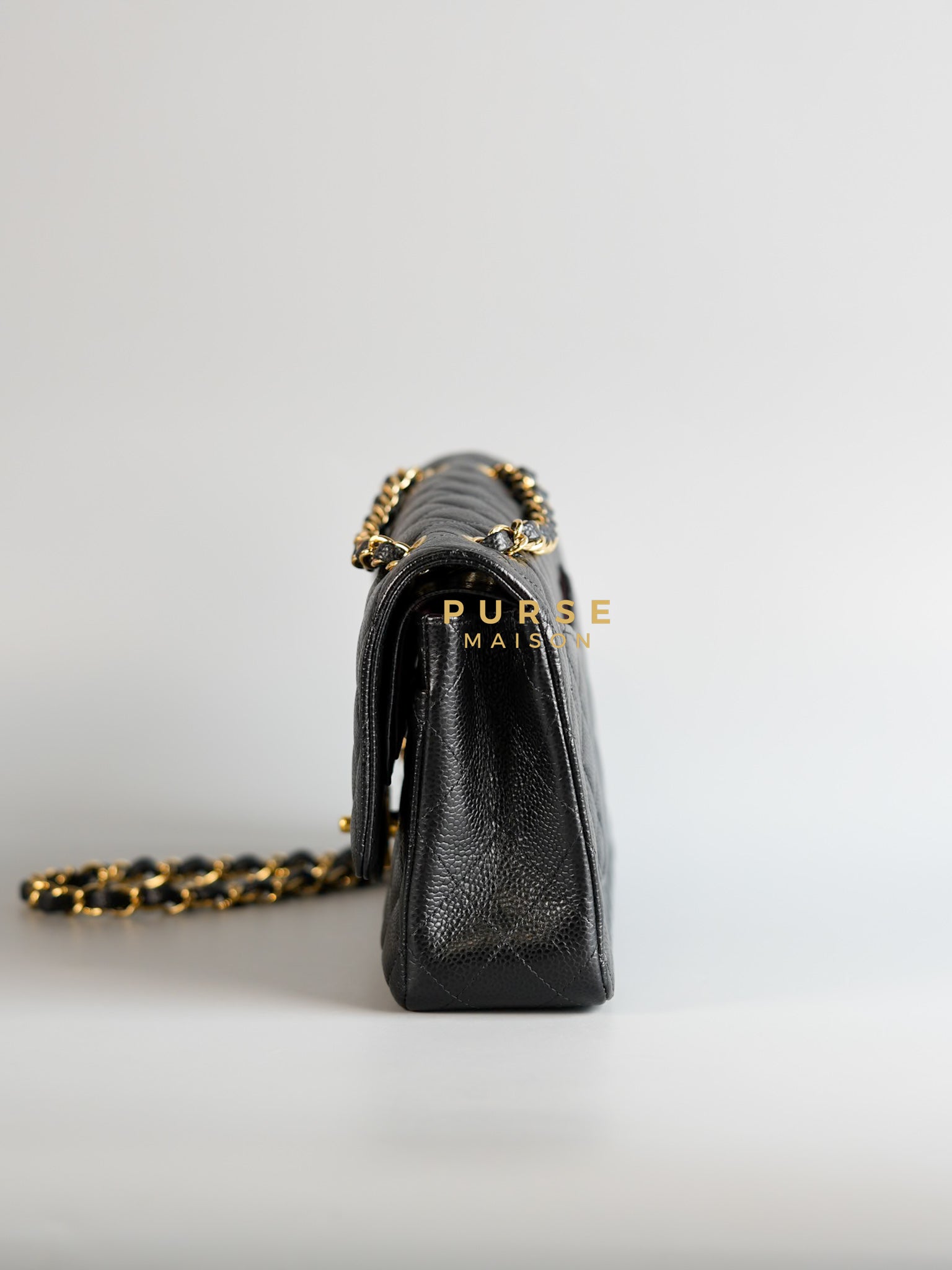 Classic Double Flap Medium Bag in Black Caviar Leather & Gold Hardware Series 21 | Purse Maison Luxury Bags Shop