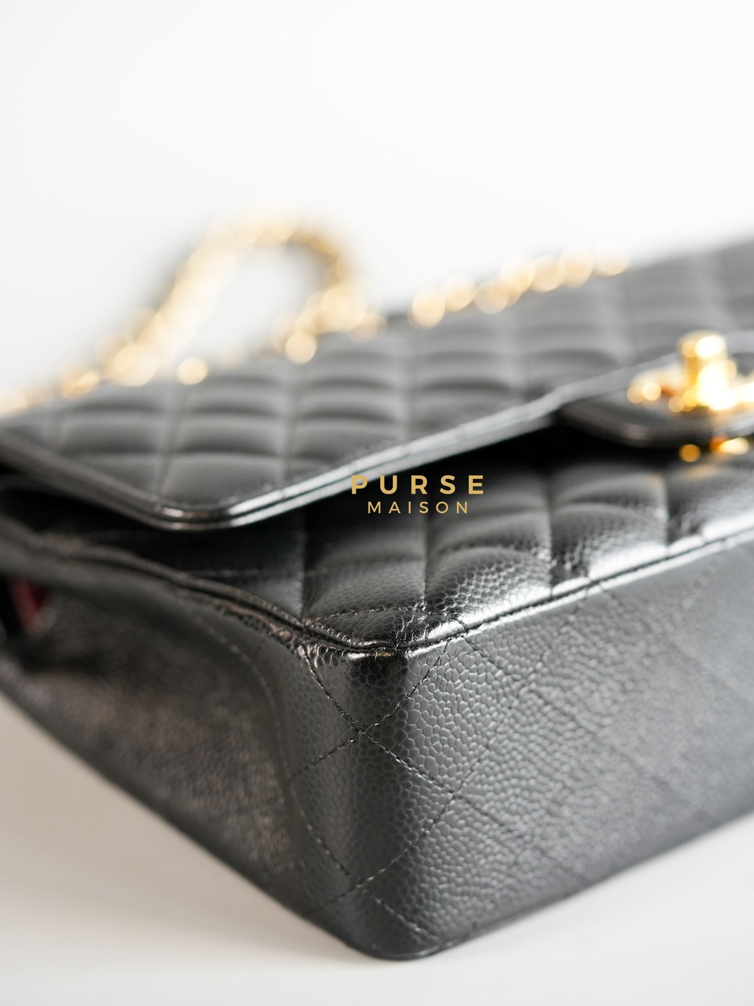 Classic Double Flap Medium Bag in Black Caviar Leather & Gold Hardware Series 21 | Purse Maison Luxury Bags Shop