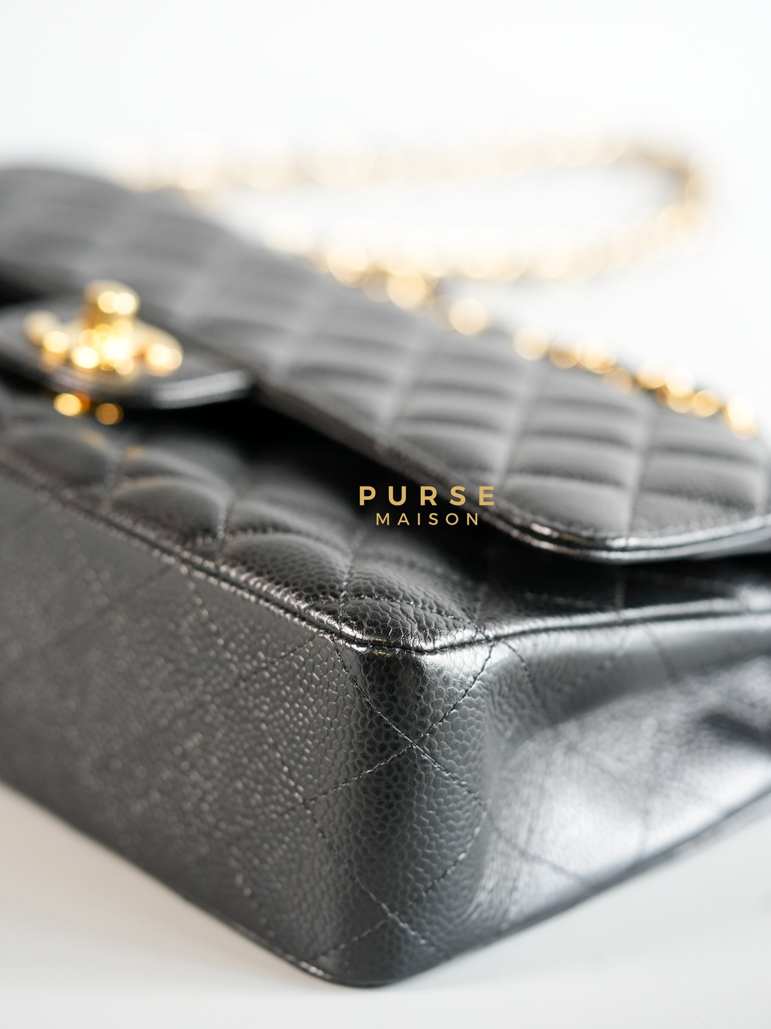 Classic Double Flap Medium Bag in Black Caviar Leather & Gold Hardware Series 21 | Purse Maison Luxury Bags Shop