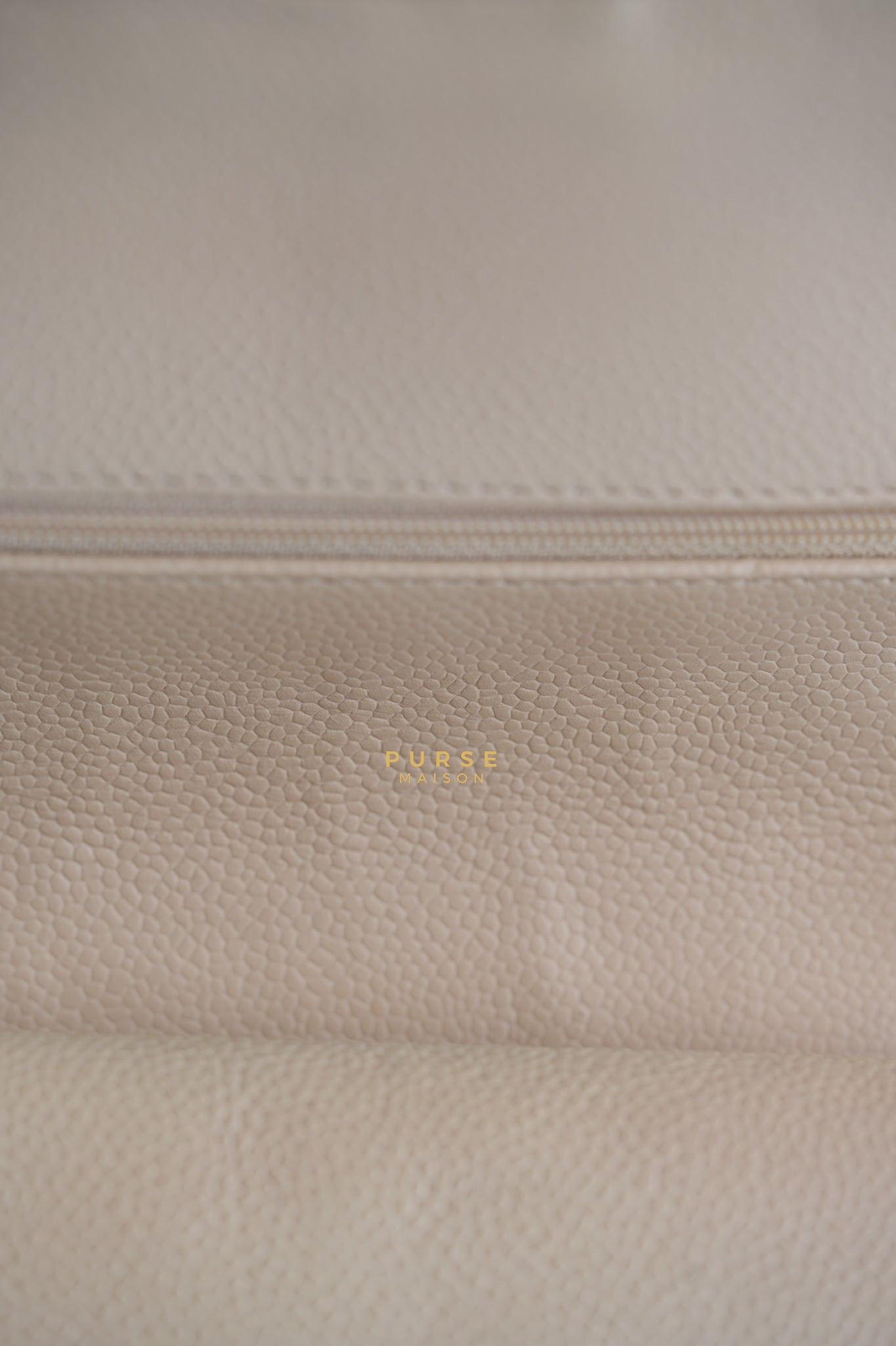 Classic Double Flap Medium Beige Clair Caviar & Gold Hardware Series 14 | Purse Maison Luxury Bags Shop