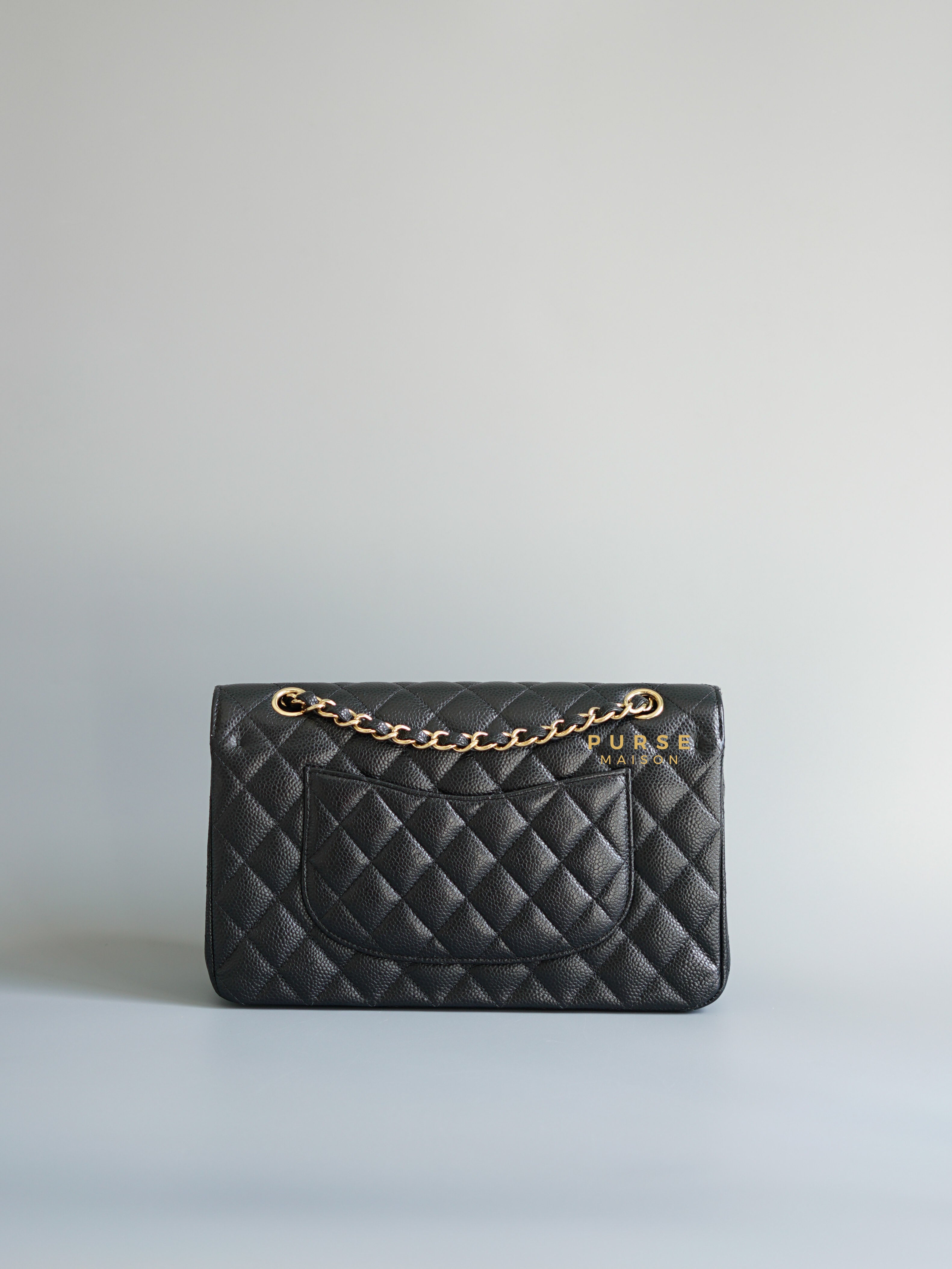 Chanel Classic Double Flap Medium Black Caviar Leather and Gold Hardware Series 21 | Purse Maison Luxury Bags Shop