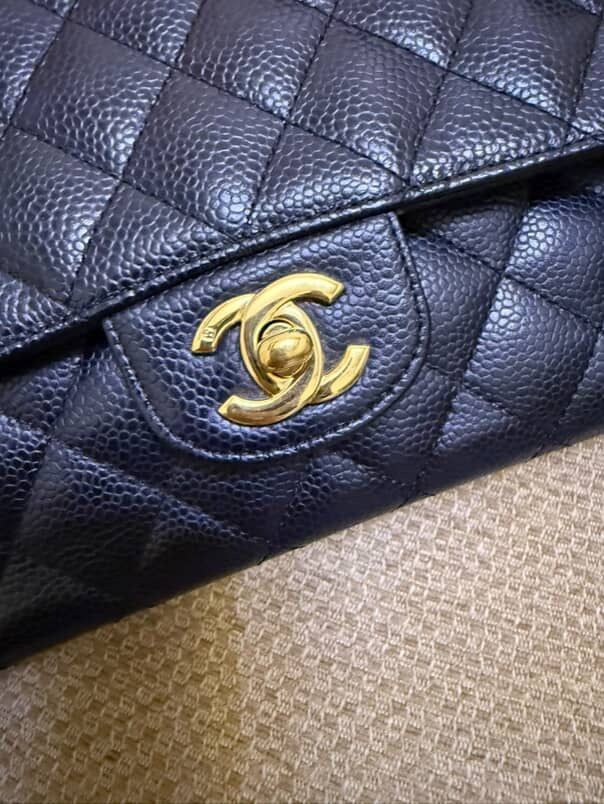 Classic Double Flap Medium Black Caviar Leather & Gold Hardware (Series 11) | Purse Maison Luxury Bags Shop