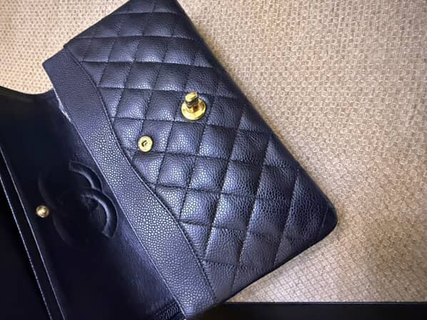 Classic Double Flap Medium Black Caviar Leather & Gold Hardware (Series 11) | Purse Maison Luxury Bags Shop