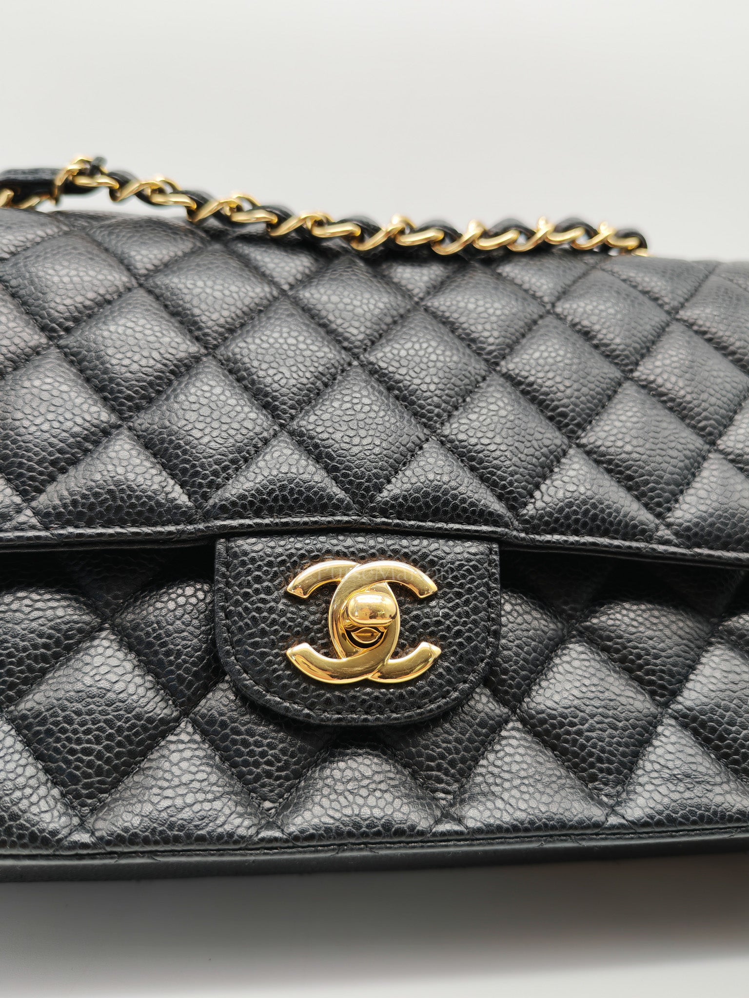 Classic Double Flap Medium Black Caviar Leather In Gold Hardware Series 19 | Purse Maison Luxury Bags Shop