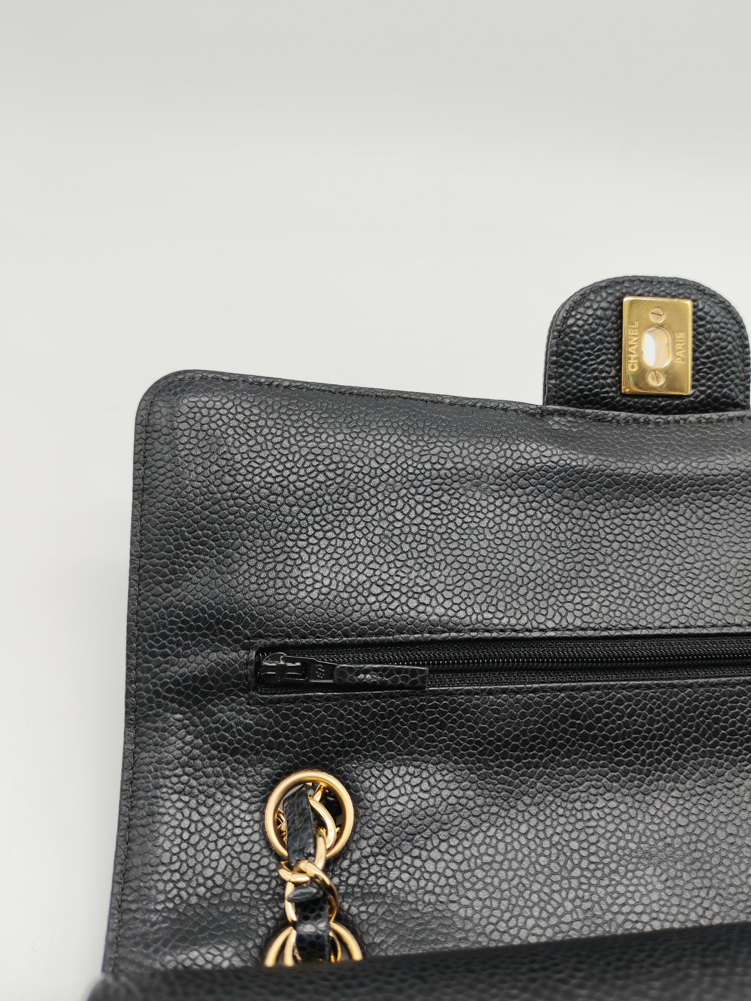 Classic Double Flap Medium Black Caviar Leather In Gold Hardware Series 19 | Purse Maison Luxury Bags Shop