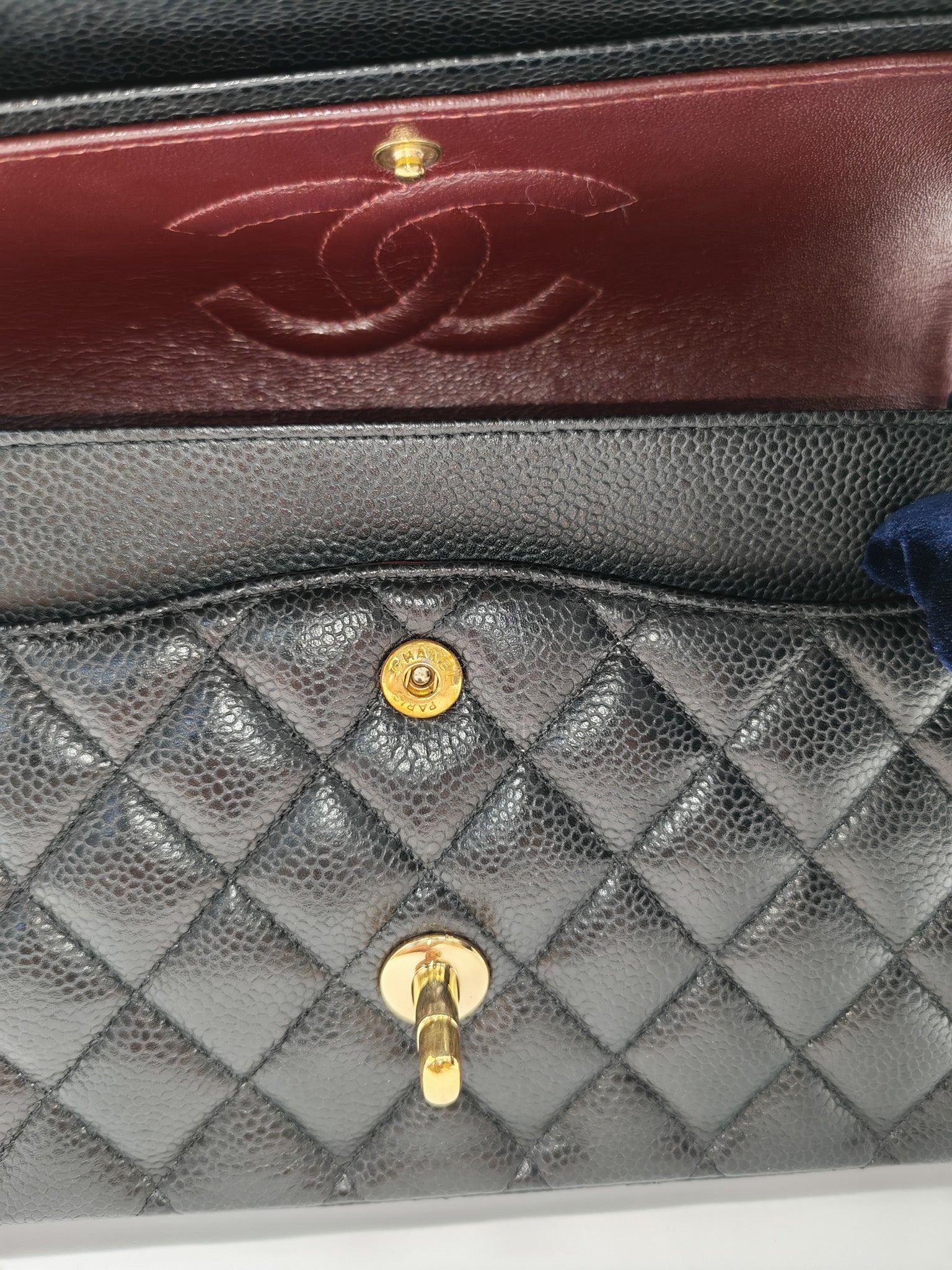 Classic Double Flap Medium Black Caviar Leather In Gold Hardware Series 19 | Purse Maison Luxury Bags Shop