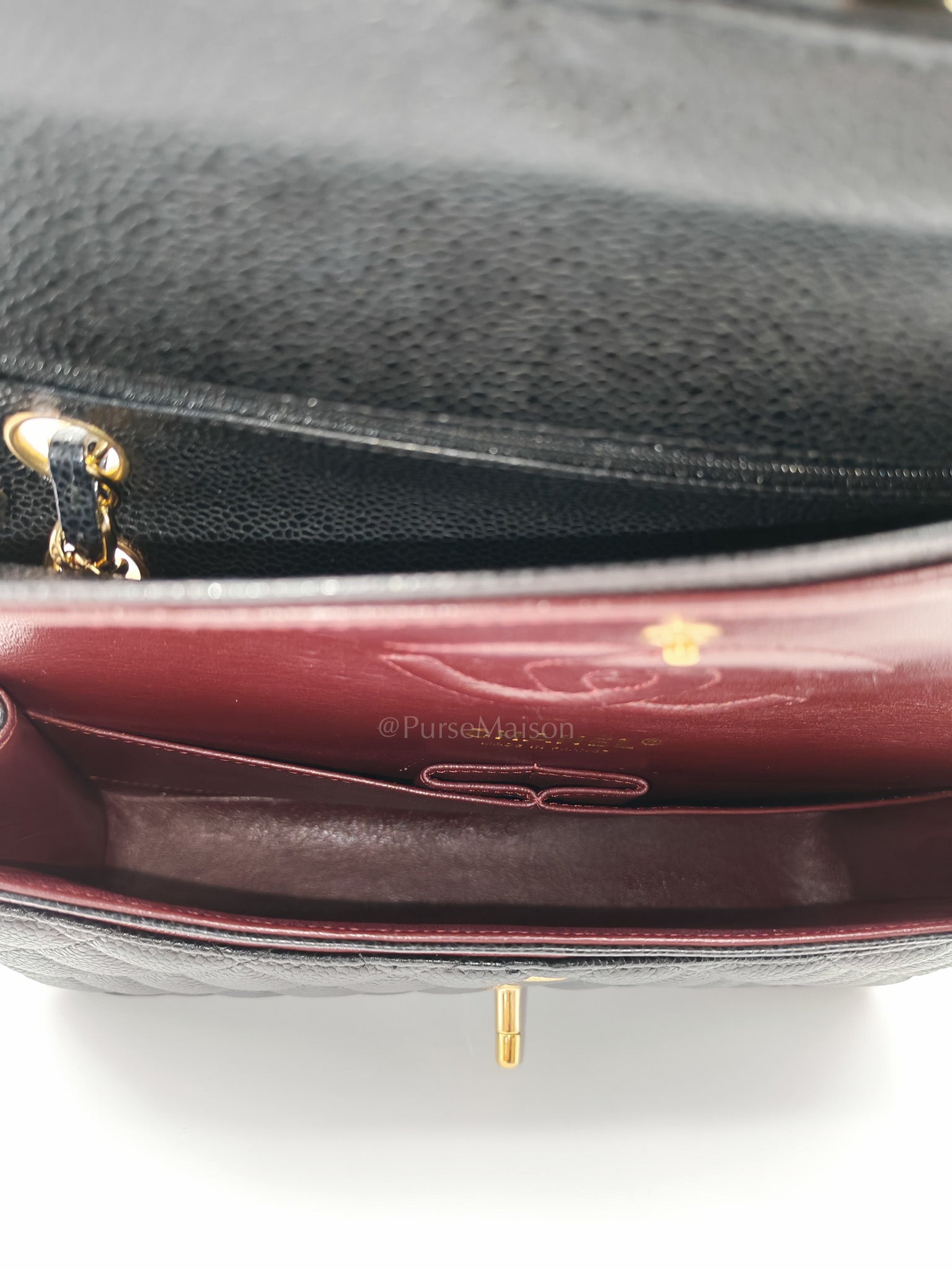 Classic Double Flap Medium Black Caviar Leather In Gold Hardware Series 19 | Purse Maison Luxury Bags Shop
