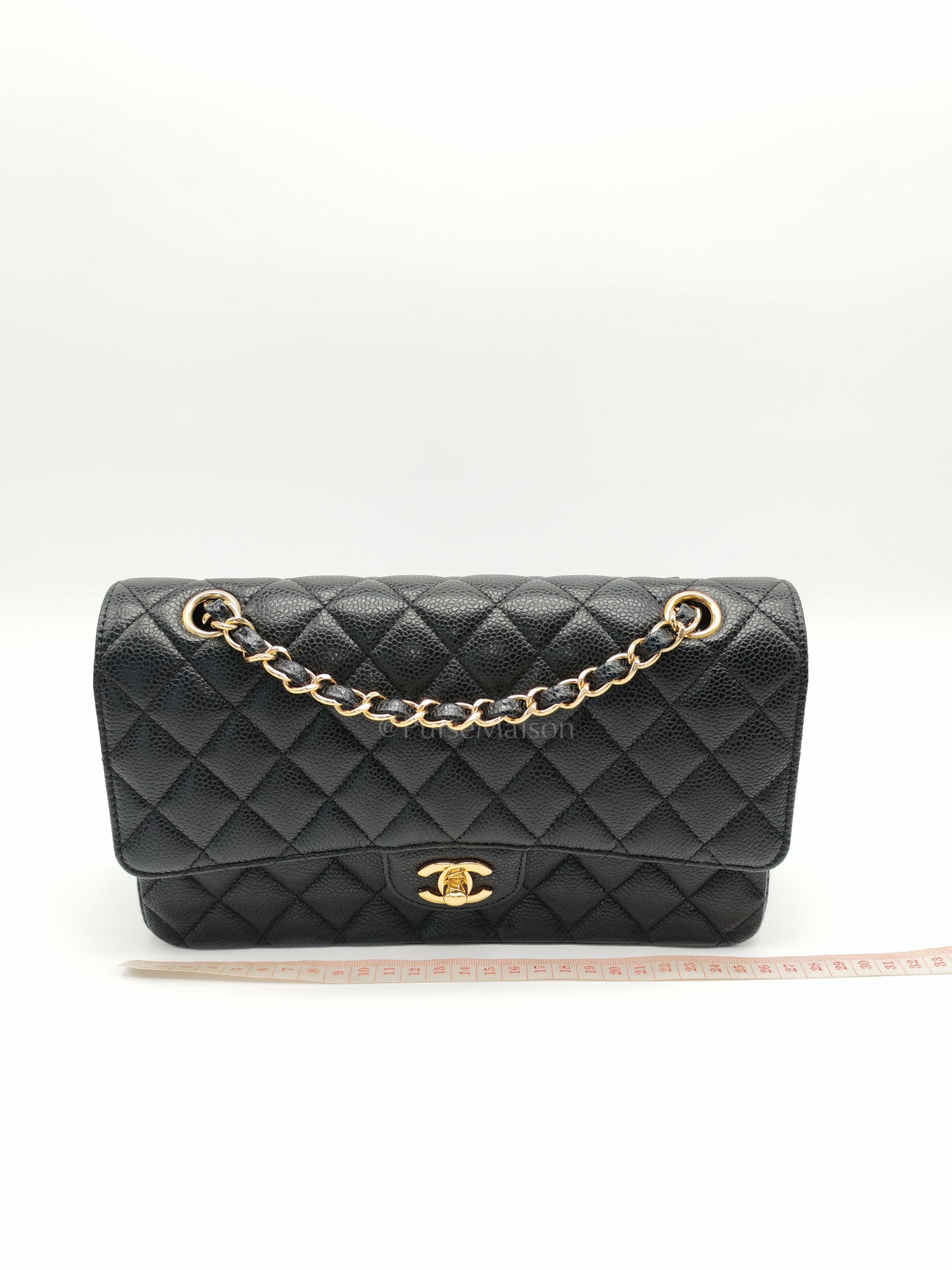 Classic Double Flap Medium Black Caviar Leather In Gold Hardware Series 19 | Purse Maison Luxury Bags Shop