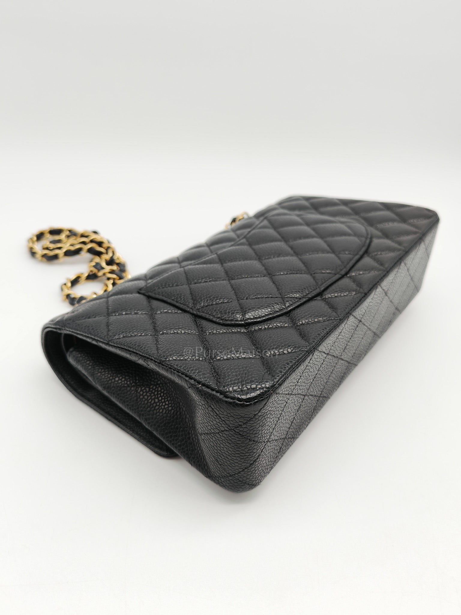 Classic Double Flap Medium Black Caviar Leather In Gold Hardware Series 19 | Purse Maison Luxury Bags Shop