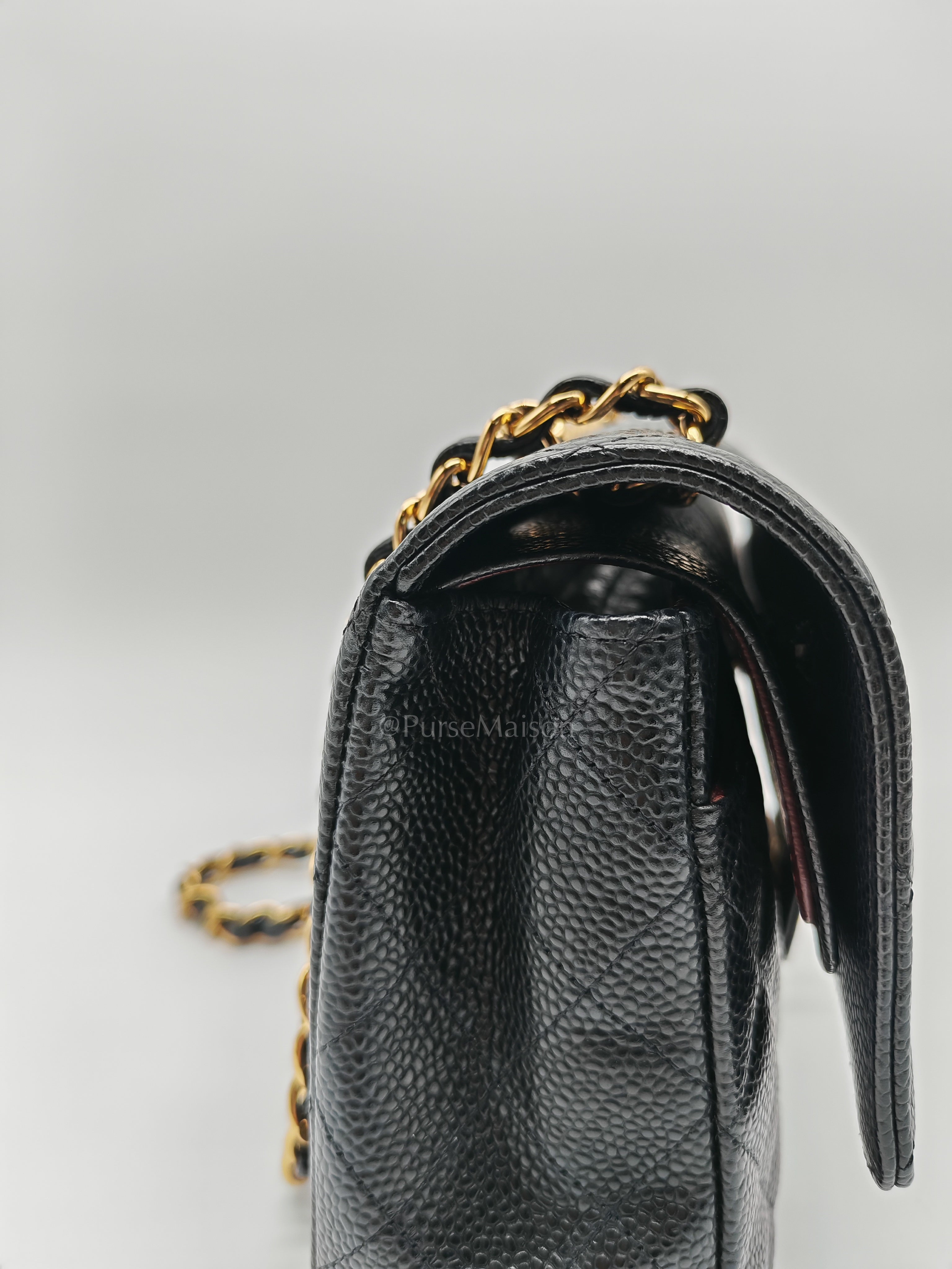 Classic Double Flap Medium Black Caviar Leather in Gold Hardware (Series 30) | Purse Maison Luxury Bags Shop