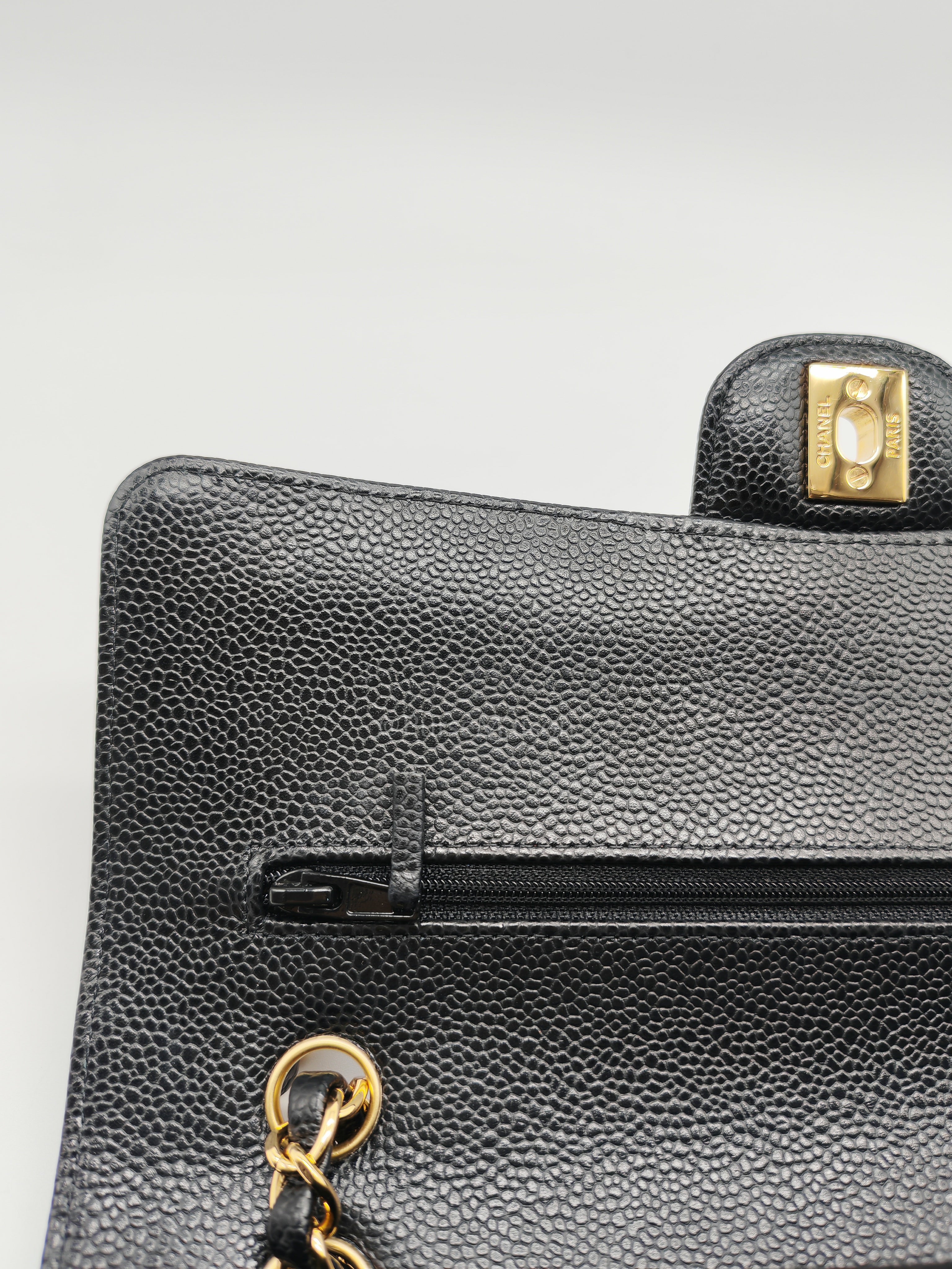 Classic Double Flap Medium Black Caviar Leather in Gold Hardware (Series 30) | Purse Maison Luxury Bags Shop