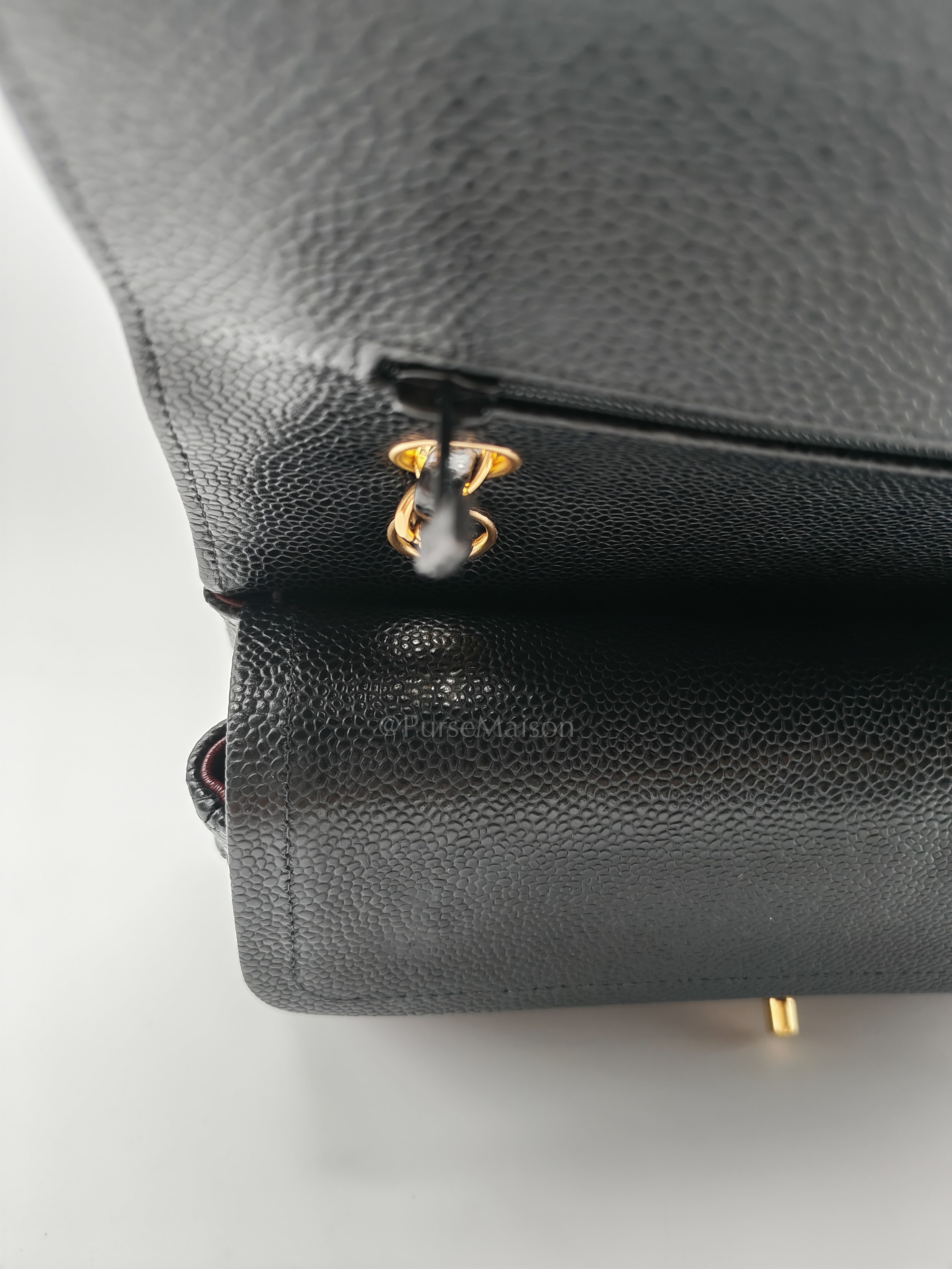 Classic Double Flap Medium Black Caviar Leather in Gold Hardware (Series 30) | Purse Maison Luxury Bags Shop