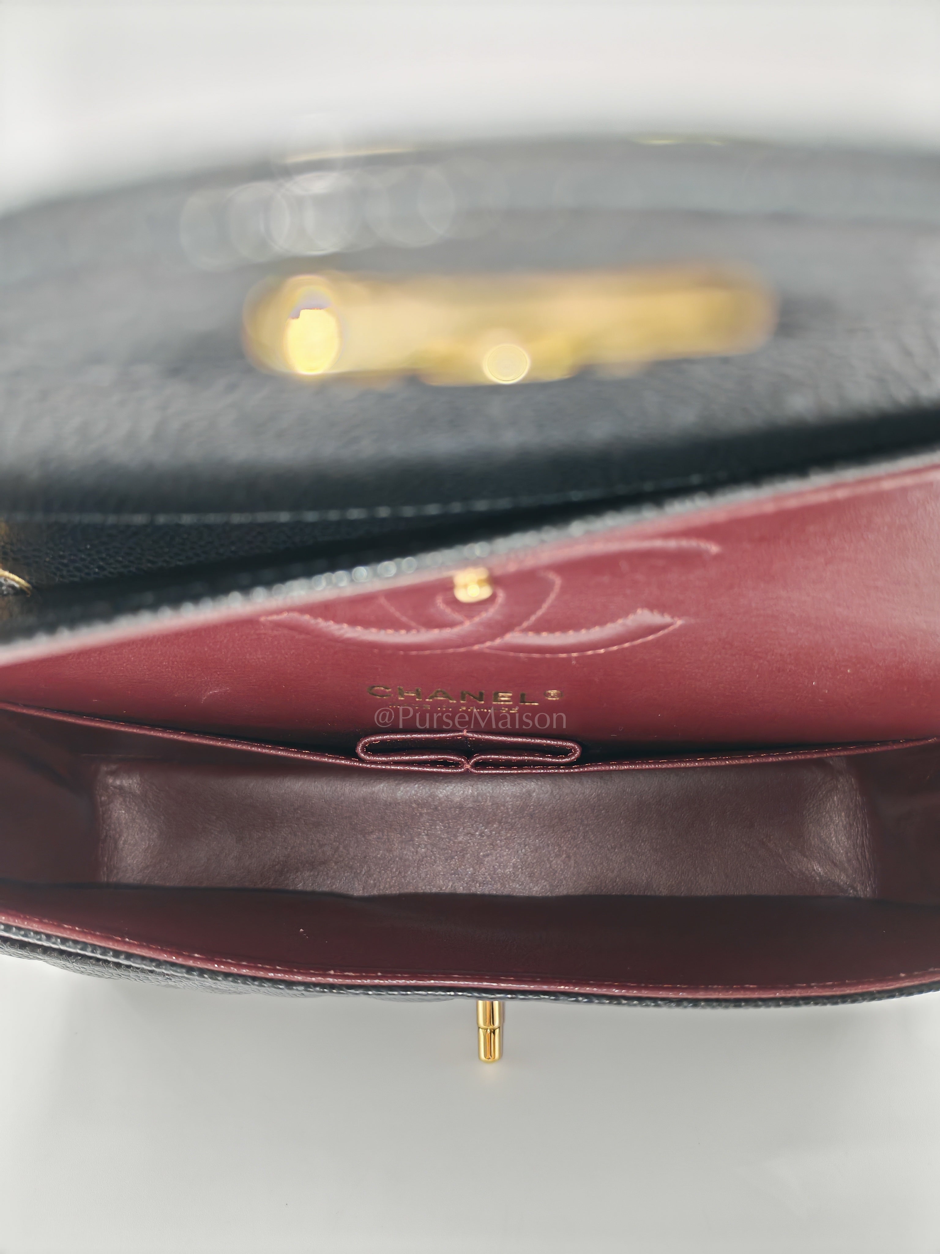 Classic Double Flap Medium Black Caviar Leather in Gold Hardware (Series 30) | Purse Maison Luxury Bags Shop